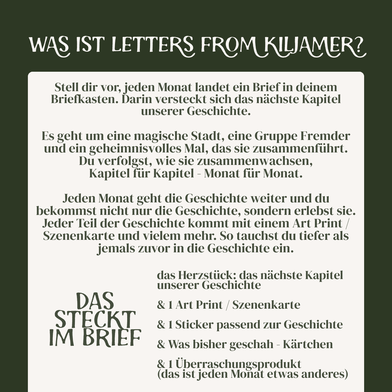 Fantasy Mail Club Letters from Kiljamer - Monatlicher Brief mit fortlaufender Fantasy-Geschichte und handgezeichneter Kunst