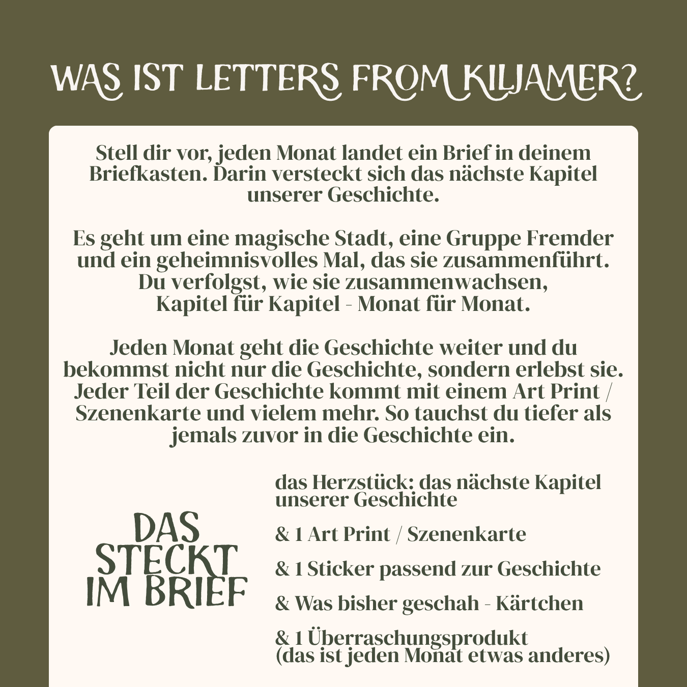 Brief 1 Einzelausgabe Letters from Kiljamer - Fantasy Mail Club, illustrierter Briefroman, Fantasy Mail Abenteuer